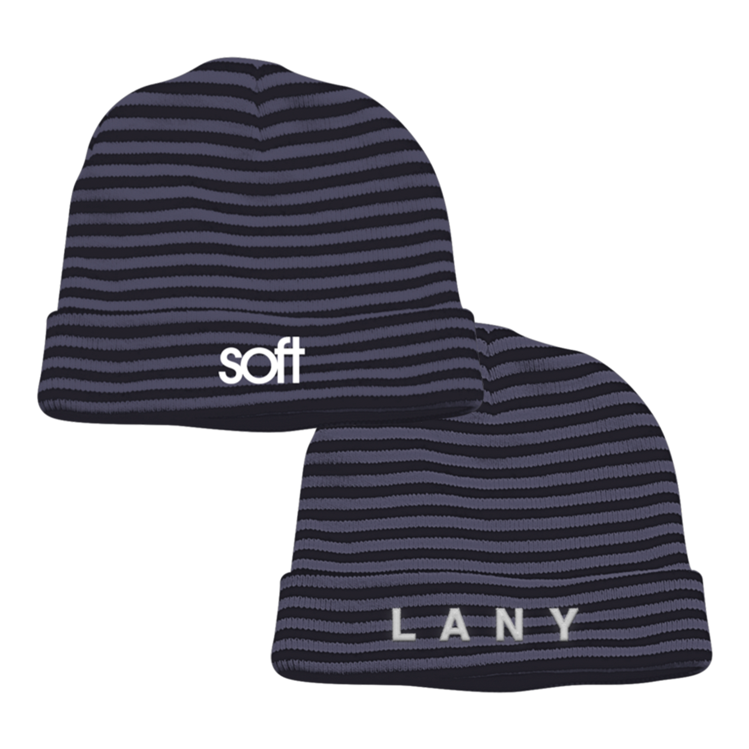Striped Beanie - La Ligne x Target Gray/Purple/Navy Striped Ribbed Beanie Using The Fibre Co. Lore – Churchmouse  main image 4