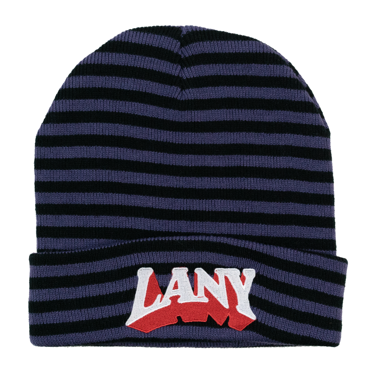 LANY Striped Beanie (Black + Purple)